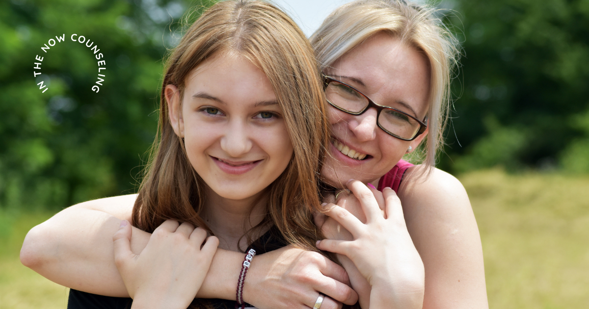 Mother and teenager together, representing how teen anxiety and emotional overwhelm can affect family relationships.